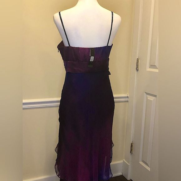 LAUNDRY SHELLI SEGAL Purple Silk Dress With Gentle Darting & Layers Sz 10 NWT - Picture 12 of 13